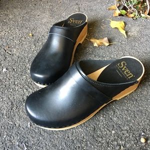 Sven Original Swedish Clogs Black Leather  Size EU 40 US 9 - NEW